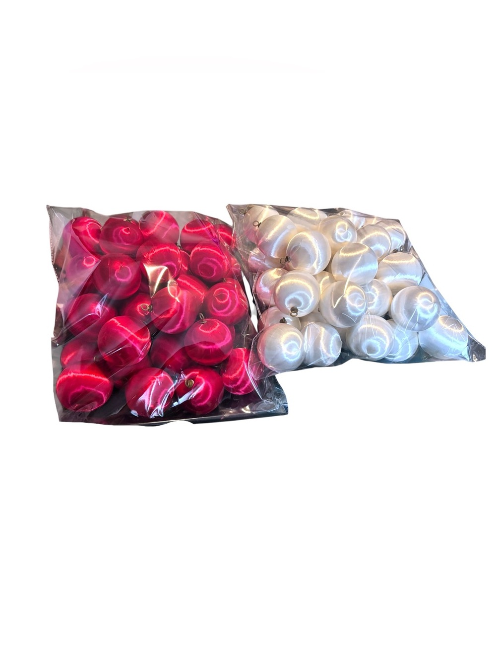 Vintage Wrapped Silk Thread Christmas Ornaments Bulbs - Red & White Lot of 80